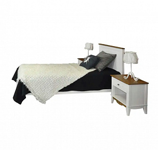 Кровать "Пенни" в отделке белый воск/антик из массива сосны