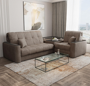 Lazurit Диван угловой с баром Камелот 1,6