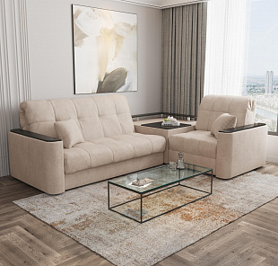 Lazurit Диван угловой с баром Камелот 1,6