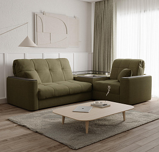 Lazurit Диван угловой с баром Камелот 1,4